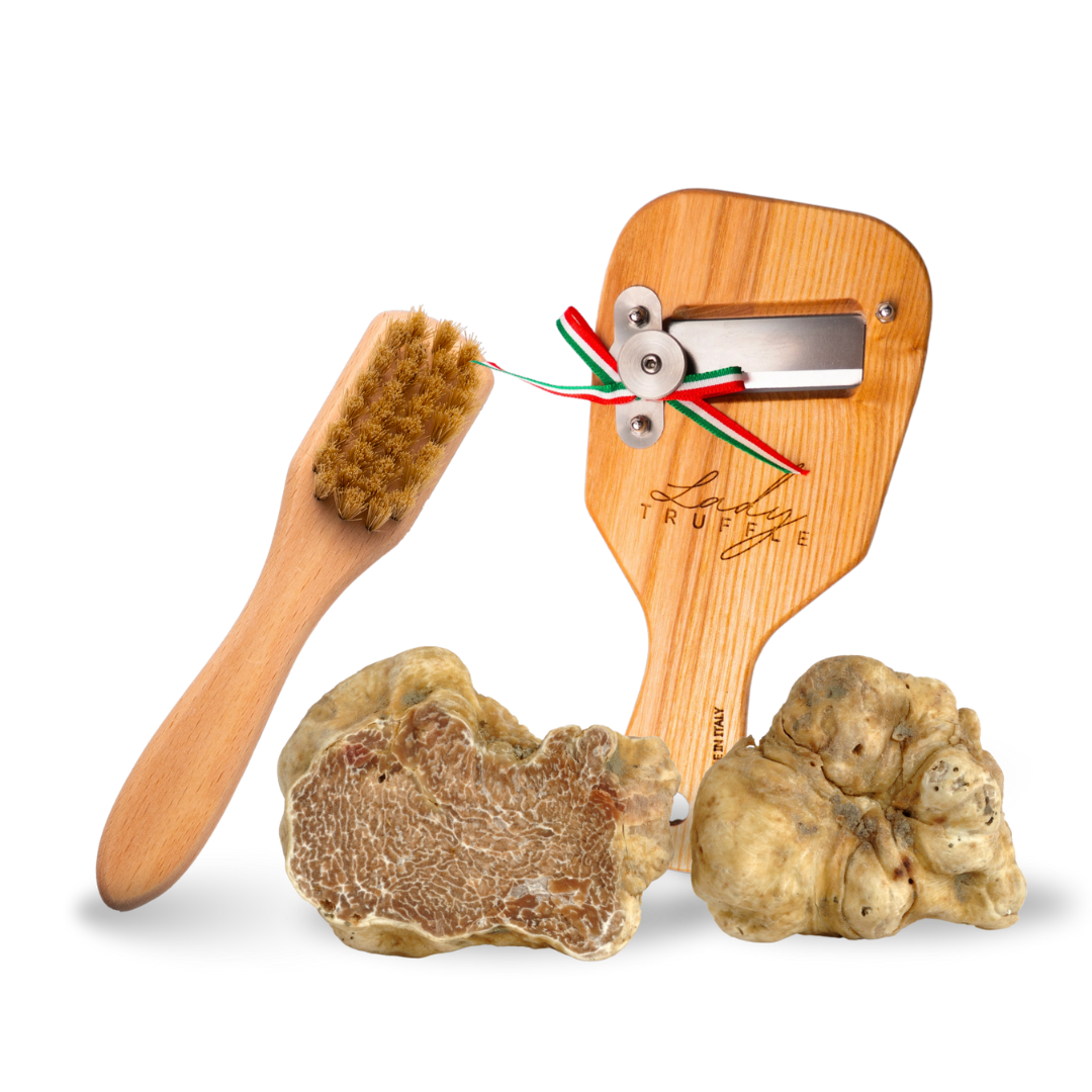 KIT Start Pack - Affetta tartufi + Spazzola morbida + Tartufo Bianco